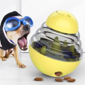 Dog Toys Food Ball Food Dispenser Training Balls Interactive Puppy Cat Slow Feed Pet Tumbler Toy Dogs Puzzle Toys Pet Supplies (Color: Yellow)